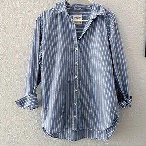 A&F Women’s Oversized Blue Striped Button-Down Shirt